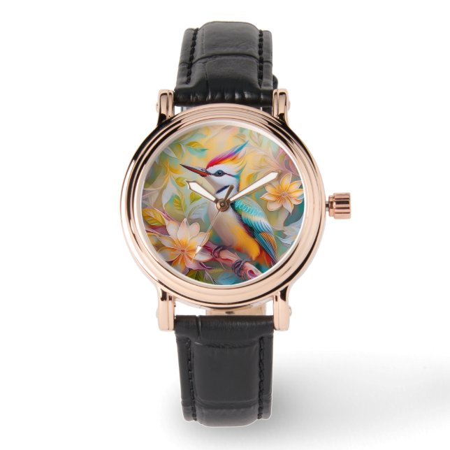 Juvenile Rainbow Woodpecker Fantasy Bird Armbanduhr (Vorderseite)