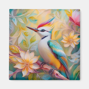 Juvenile Rainbow Woodpecker Fantasy Bird Magnet