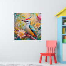 Juvenile Rainbow Woodpecker Fantasy Bird