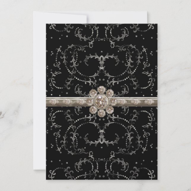 Juwel-Blick-Silber Bling achteckiger Einladung (Vorderseite)
