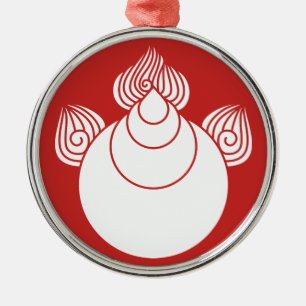 Juwel mit Flammen Silbernes Ornament