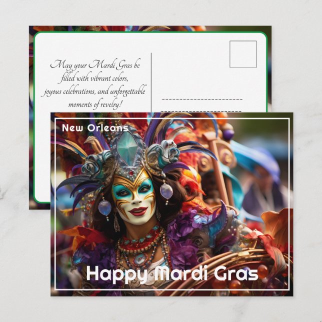 💚 💜 💛 Juweled Elegance: Mardi Gras Splendor Postkarte (Vorne/Hinten)