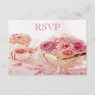 Juwelen, Boxen und rosa Blume UAWG RSVP Karte