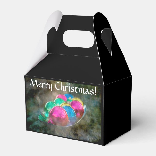 Juwelen des Waldes Frohe Weihnachten auf schwarz Geschenkschachtel (Rückseite)