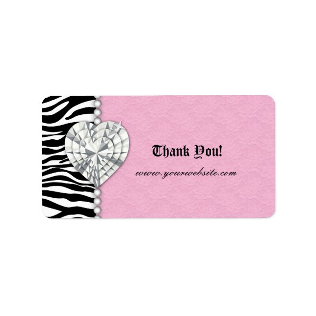 Juwelen im Einzelhandel Zebra Lace Pearls Heart Pi Adressaufkleber (Vorne)