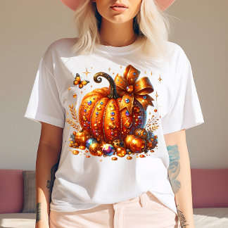Juwelen-Kürbis mit Edelsteinen und Bogen Kunst T-S Tri-Blend Shirt