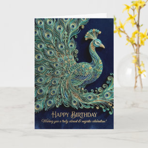 Juwelen-Pfauenfedern-Happy-Birthday-Karte Karte