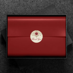 Juwelen-Rose Vintage karmesinroter Grunge Dankes Runder Aufkleber