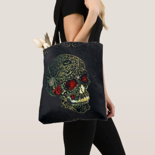 Juwelen Spinnen-Schädel & Rosen Glamouröse Gotisch Tasche