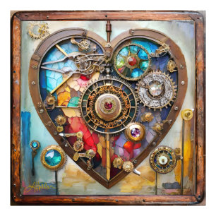 Juwelen und Buntglas Herz Steampunk Serie Fotodruck
