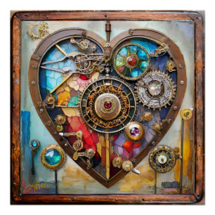 Juwelen und Buntglas Herz Steampunk Serie Poster
