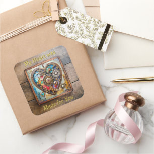 Juwelen Und Buntglas Herz Steampunk Serie Quadratischer Aufkleber