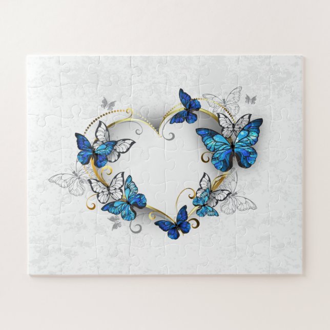 Juwelenherz mit Schmetterlingen Morpho (Horizontal)