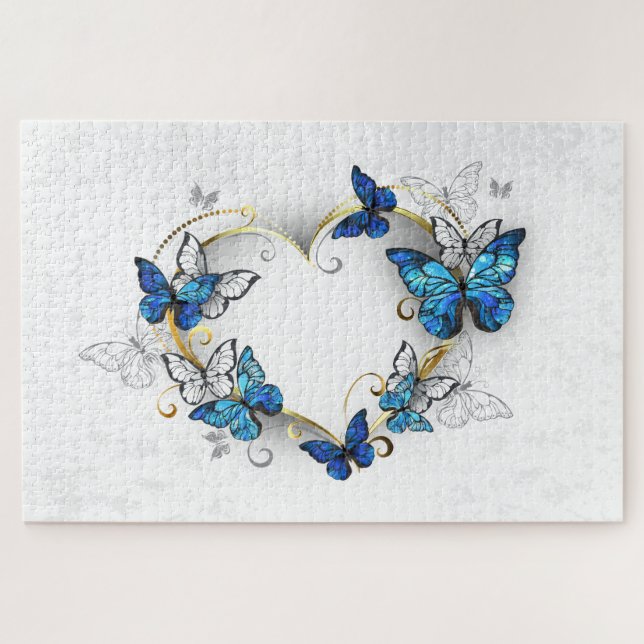Juwelenherz mit Schmetterlingen Morpho (Horizontal)