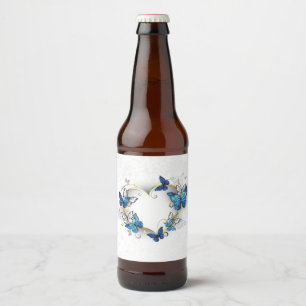 Juwelenherz mit Schmetterlingen Morpho Bierflaschenetikett