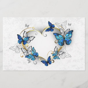 Juwelenherz mit Schmetterlingen Morpho Briefpapier