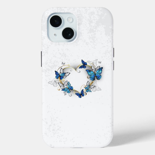 Juwelenherz mit Schmetterlingen Morpho Case-Mate iPhone Hülle (Rückseite)