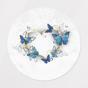 Juwelenherz mit Schmetterlingen Morpho Etiketten