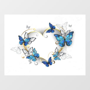 Juwelenherz mit Schmetterlingen Morpho Fensteraufkleber
