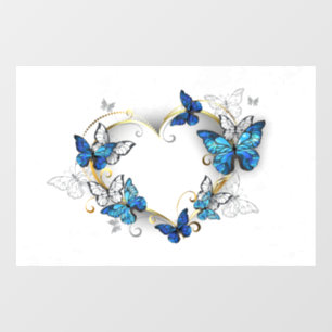 Juwelenherz mit Schmetterlingen Morpho Fensteraufkleber