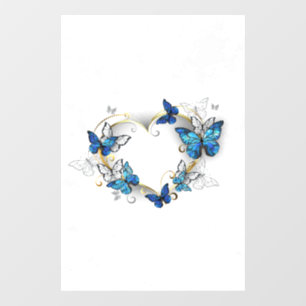 Juwelenherz mit Schmetterlingen Morpho Fensteraufkleber