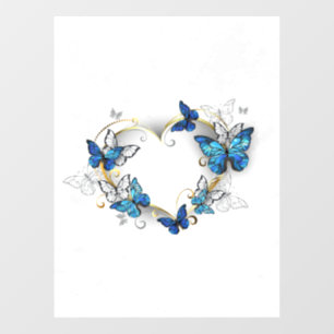 Juwelenherz mit Schmetterlingen Morpho Fensteraufkleber