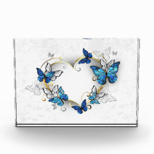 Juwelenherz mit Schmetterlingen Morpho Fotoblock