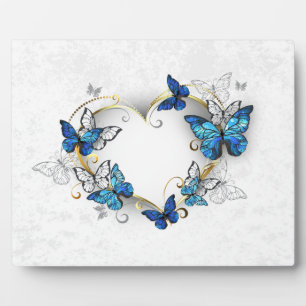 Juwelenherz mit Schmetterlingen Morpho Fotoplatte