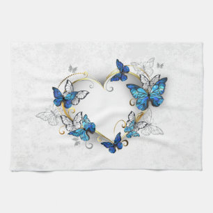 Juwelenherz mit Schmetterlingen Morpho Geschirrtuch