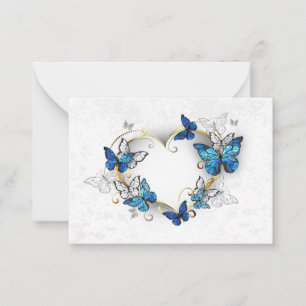 Juwelenherz mit Schmetterlingen Morpho Hinweiskarte