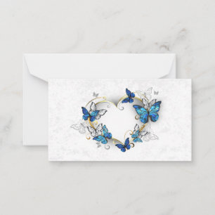 Juwelenherz mit Schmetterlingen Morpho Hinweiskarte