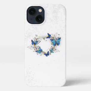 Juwelenherz mit Schmetterlingen Morpho iPhone Hülle