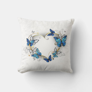 Juwelenherz mit Schmetterlingen Morpho Kissen