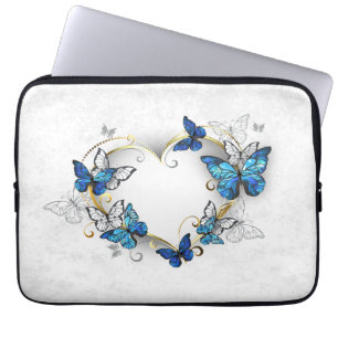Juwelenherz mit Schmetterlingen Morpho Laptopschutzhülle