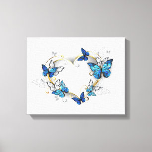Juwelenherz mit Schmetterlingen Morpho Leinwanddruck