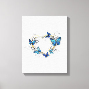 Juwelenherz mit Schmetterlingen Morpho Leinwanddruck