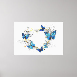 Juwelenherz mit Schmetterlingen Morpho Leinwanddruck
