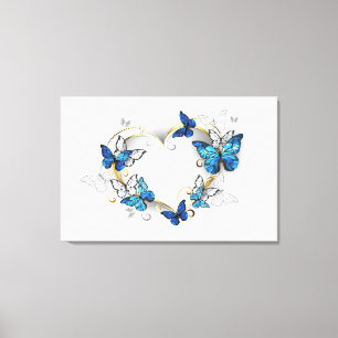 Juwelenherz mit Schmetterlingen Morpho Leinwanddruck