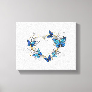 Juwelenherz mit Schmetterlingen Morpho Leinwanddruck