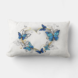 Juwelenherz mit Schmetterlingen Morpho Lendenkissen