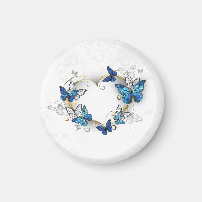Juwelenherz mit Schmetterlingen Morpho Magnet (Vorne)