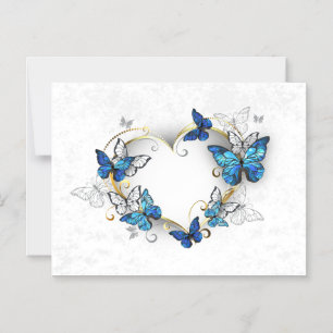 Juwelenherz mit Schmetterlingen Morpho Magneteinladung