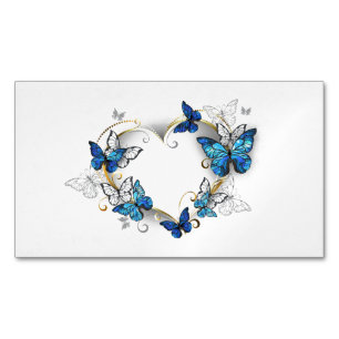 Juwelenherz mit Schmetterlingen Morpho Magnetische Visitenkarte