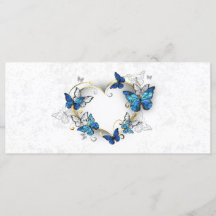Juwelenherz mit Schmetterlingen Morpho Menükarte