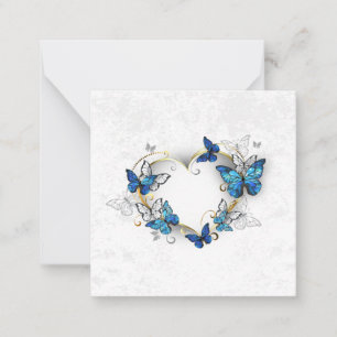 Juwelenherz mit Schmetterlingen Morpho Mitteilungskarte