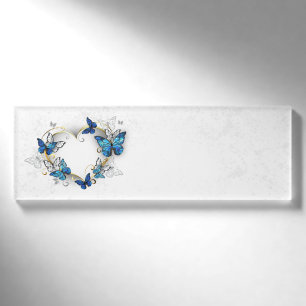 Juwelenherz mit Schmetterlingen Morpho Namenschild