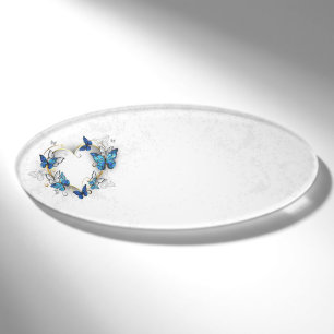 Juwelenherz mit Schmetterlingen Morpho Namenschild