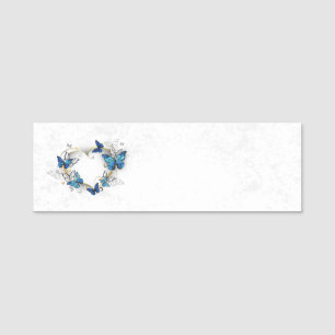 Juwelenherz mit Schmetterlingen Morpho Namensschild