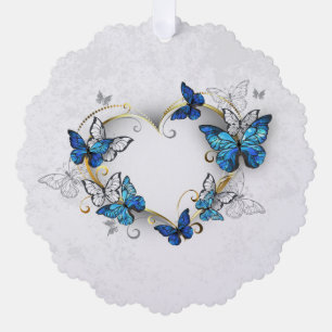 Juwelenherz mit Schmetterlingen Morpho Ornament Karte