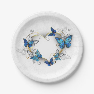 Juwelenherz mit Schmetterlingen Morpho Pappteller